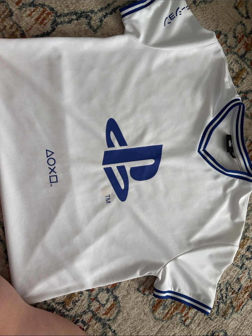 Sony White and Blue PlayStation Logo Kids Jersey
